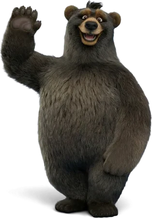 A waving bear mascot