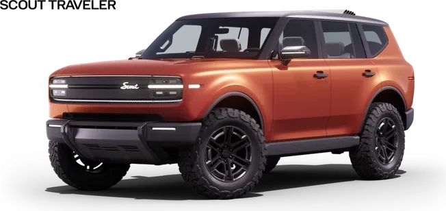 An orange SUV
